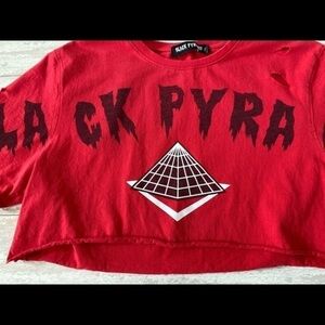 Black Pyramid T-Shirt Size XXL Cut Off  Cropped Red With BLACK PYRAMID Logo